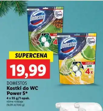 Lidl DOMESTOS Kostki do WC Power 5, 4 x 55 g oferta