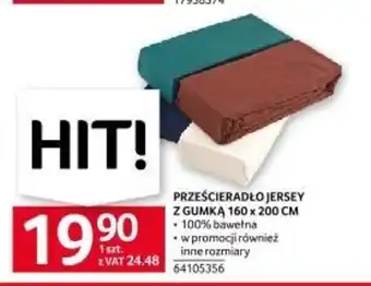 Selgros PRZEŚCIERADŁO JERSEY Z GUMKĄ 160 x 200 CM oferta