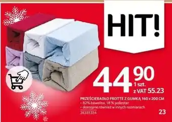 Selgros PRZEŚCIERADŁO FROTTE Z GUMKĄ 160 x 200 CM oferta