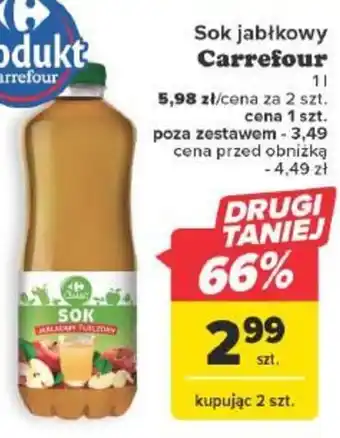 Carrefour Sok jabłkowy Carrefour 1l oferta