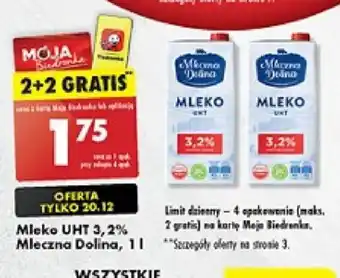 Biedronka Mleko UHT 3,2% Mleczna Dolina, 1l oferta