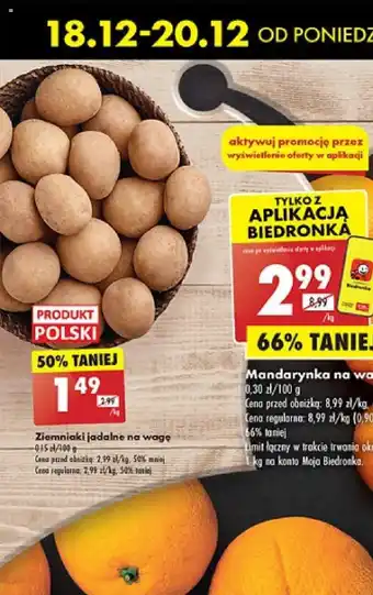 Biedronka Ziemniaki jadalne na wagę 1kg oferta