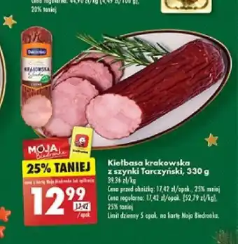 Biedronka Kiełbasa krakowska z szynki Tarczyński 330g oferta