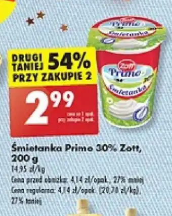 Biedronka Śmietanka Primo 30% Zott, 200 g oferta