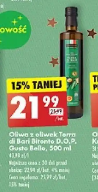 Biedronka Oliwa z oliwek Terra di Bari Bitonto D.O.P. Gusto Bello, 500 ml oferta