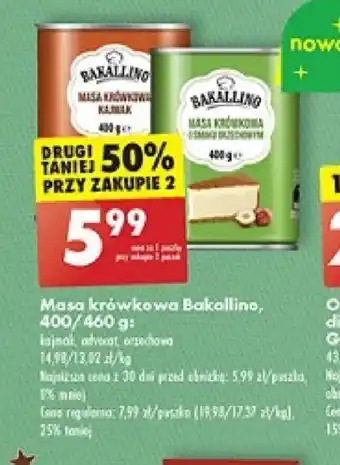 Biedronka Masa krówkowa Bakallino, 400/460 g oferta
