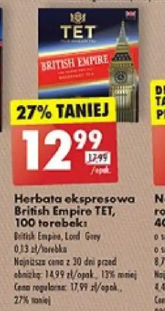 Herbata ekspresowa British Empire TET, 100 torebek