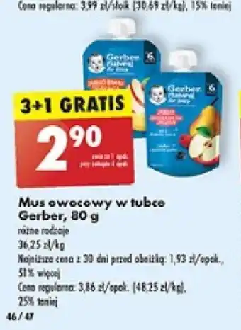 Biedronka Mus owocowy w tubce Gerber, 80 g oferta