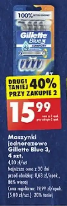 Biedronka Maszynki jednorazowe Gillette Blue 3, 4 szt. oferta