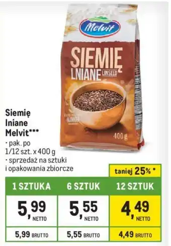 Makro Siemię Iniane Melvit 400g oferta