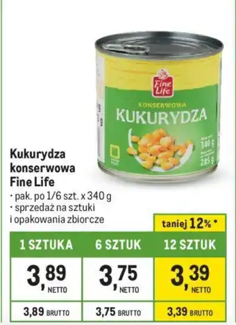 Makro Kukurydza konserwowa Fine Life 340g oferta