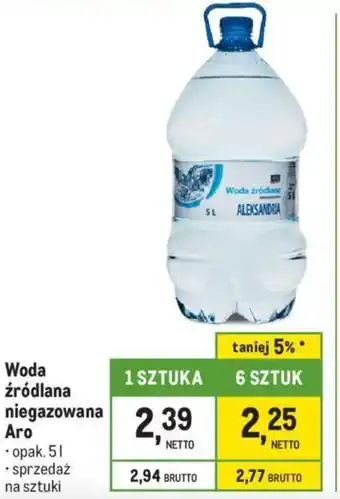 Makro Woda źródlana niegazowana Aro 5l oferta