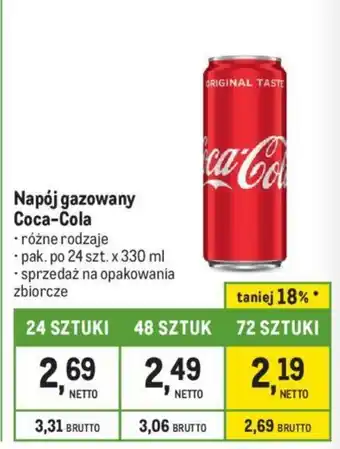 Makro Napój gazowany Coca-Cola 330ml oferta
