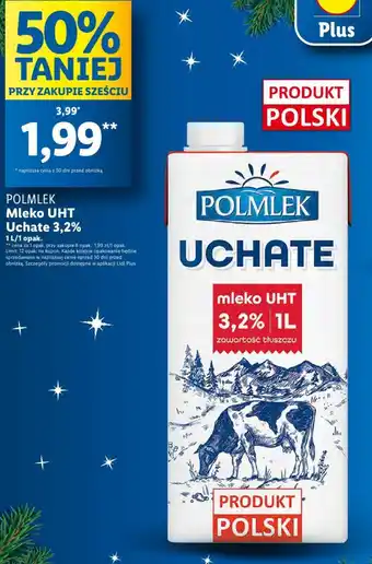 Lidl POLMLEK Mleko UHT Uchate 3,2% 1l oferta