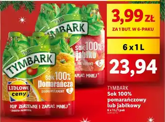 Lidl TYMBARK Sok 100% pomarańczowy lub jabłkowy 6x1l oferta