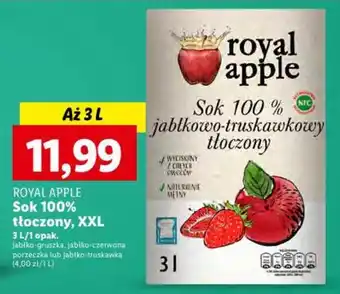 Lidl ROYAL APPLE Sok 100% tłoczony 3l oferta
