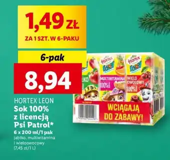 Lidl Sok 100% z licencją Psi Patrol 6 x 200 ml/1 pak oferta