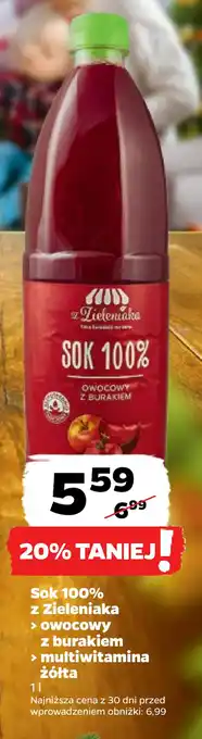 Netto Sok 100% z zieleniaka oferta