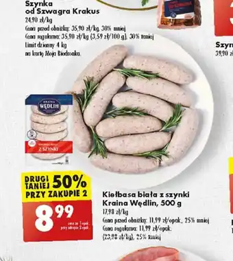 Biedronka Kiełbasa biała z szynki Kraina Wędlin, 500 g oferta
