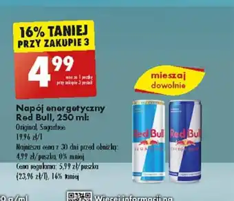 Biedronka Napój energetyczny Red Bull, 250 ml oferta
