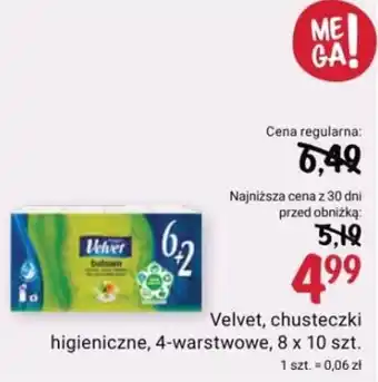 Rossmann Velvet, chusteczki higieniczne, 4-warstwowe, 8 x 10 szt. oferta