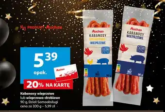 Auchan Kabanosy wieprzowe lub wieprzowo-drobiowe 90 g oferta