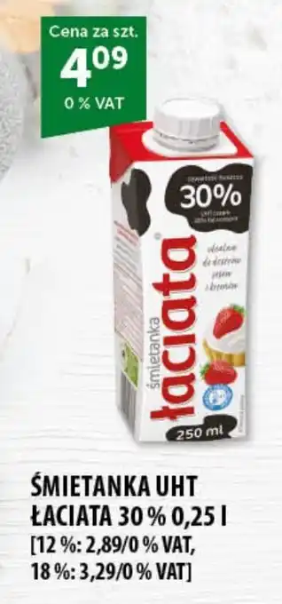 Eurocash Cash & Carry ŚMIETANKA UHT ŁACIATA 30% 0,25 L oferta