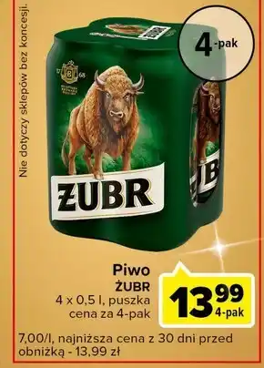 Carrefour Express Żubr piwo jasne 2 l (4 x 0,5 l) oferta