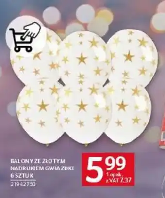 Selgros BALONY ZE ZŁOTYM NADRUKIEM GWIAZDKI 6 SZTUK oferta