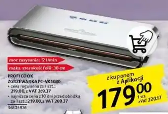 Selgros PROFI COOK ZGRZEWARKA PC-VK 1080 oferta