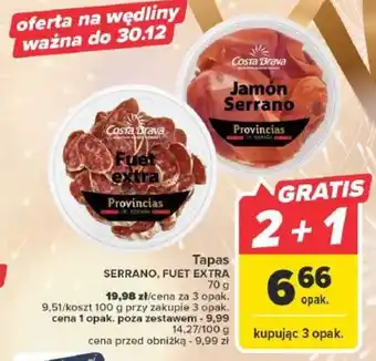 Carrefour Tapas SERRANO FUET EXTRA 70g oferta