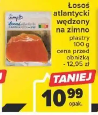 Carrefour Łosoś atlantycki wędzony na zimno plastry 100 g oferta