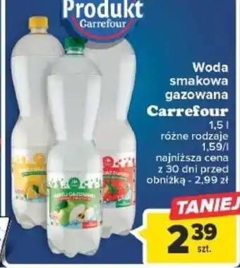 Carrefour Woda smakowa gazowana Carrefour 1,5l oferta