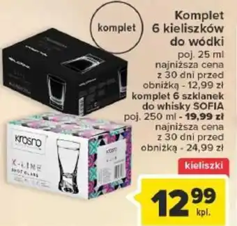 Carrefour komplet 6 kieliszków do wódki oferta