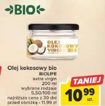 Carrefour Olej kokosowy bio BIOLIFE 200ml oferta