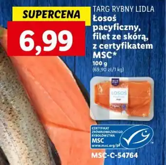 Lidl Łosoś pacyficzny, filet ze skórą, z certyfikatem MSC 100 g oferta