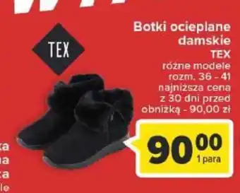 Carrefour Botki ocieplane damskie TEX oferta