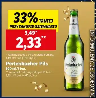 Lidl Perlenbacher Pils 500 ml/1 but. oferta
