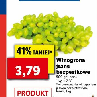 Lidl Winogrona jasne bezpestkowe oferta