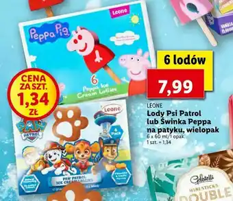 Lidl Lody Psi Patrol lub Świnka Peppa na patyku, wielopak oferta