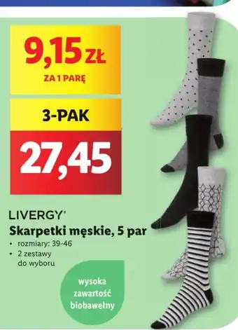 Lidl LIVERGY Skarpetki męskie 3-pak oferta