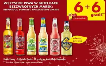 Biedronka WSZYSTKIE PIWA W BUTELKACH BEZZWROTNYCH MAREK: DESPERADOS, SOMERSBY, HARDMADE LUB GARAGE oferta