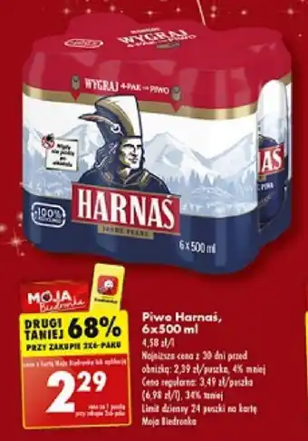 Biedronka Piwo Harnas 500 ml oferta