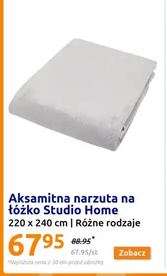 Action Aksamitna narzuta na łóżko Studio Home oferta