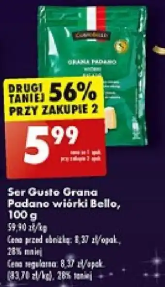 Biedronka Ser Gusto Grana Padano wiórki Bello 100g oferta
