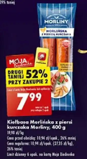 Biedronka Kiełbasa Morlińska z piersi kurczaka Morliny 400 g oferta