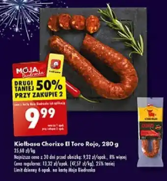Biedronka Kiełbasa Chorizo El Toro Rojo 280g oferta