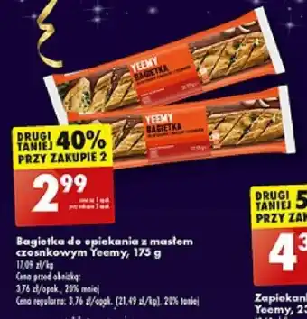 Biedronka Bagietka do opiekania z masłem czosnkowym Yeemy 175 g oferta