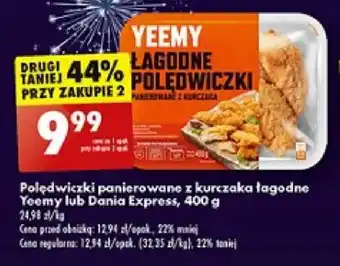 Biedronka Polędwiczki panierowane z kurczaka łagodne Yeemy lub Dania Express 400 g oferta
