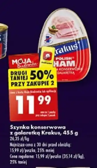 Biedronka Szynka konserwowa I galaretką Krakus, 455 g oferta